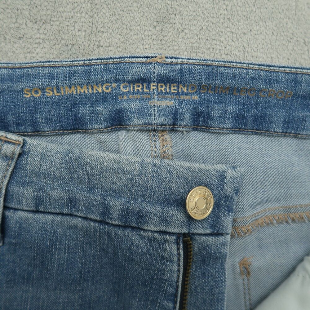 Chico's Jeans Women's 2R US-12R High-Rise Girlfriend Slim Leg Crop 24" Inseam - Picture 11 of 16